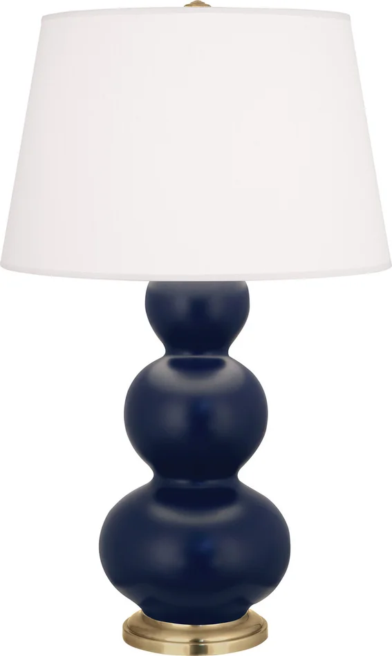 Triple Gourd One Light Table Lamp in Matte Midnight Blue Glazed Ceramic w/Antique Brassed (165|MMB40)