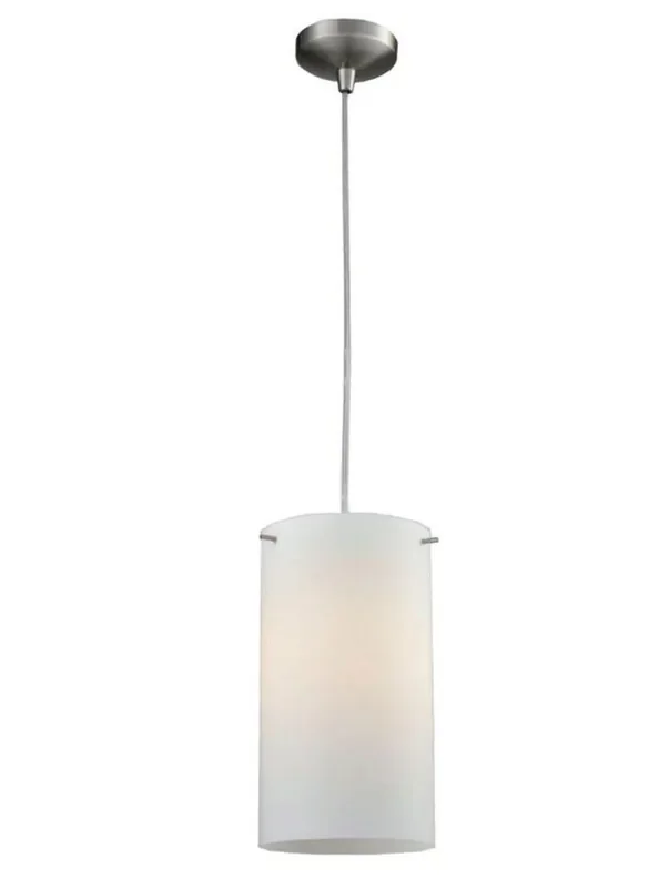 Triple-Hole Satin Nickel with Opal Cylinder Pendant Light