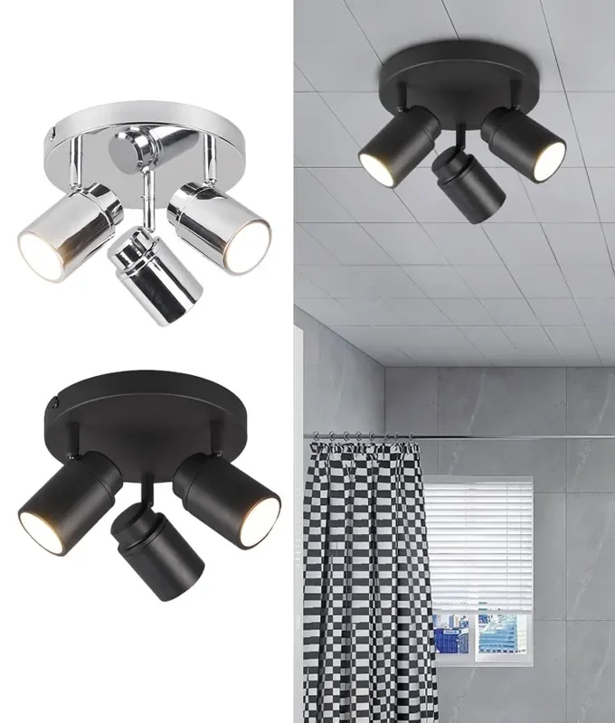 Triple Spot Round Surface Mounted Spotlight – Safe for Bathrooms