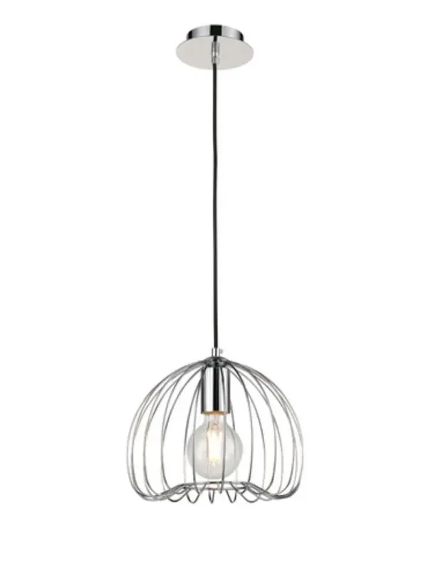 Tropic Chrome Cage with Black 25cm Pendant Light