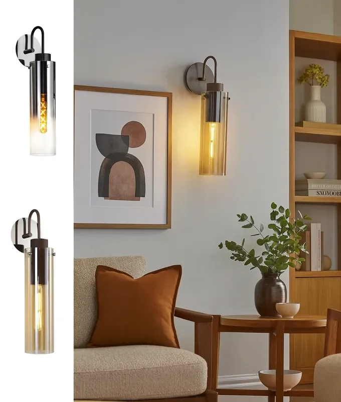 Tubular Glass Wall Light – Black or Brown Glass