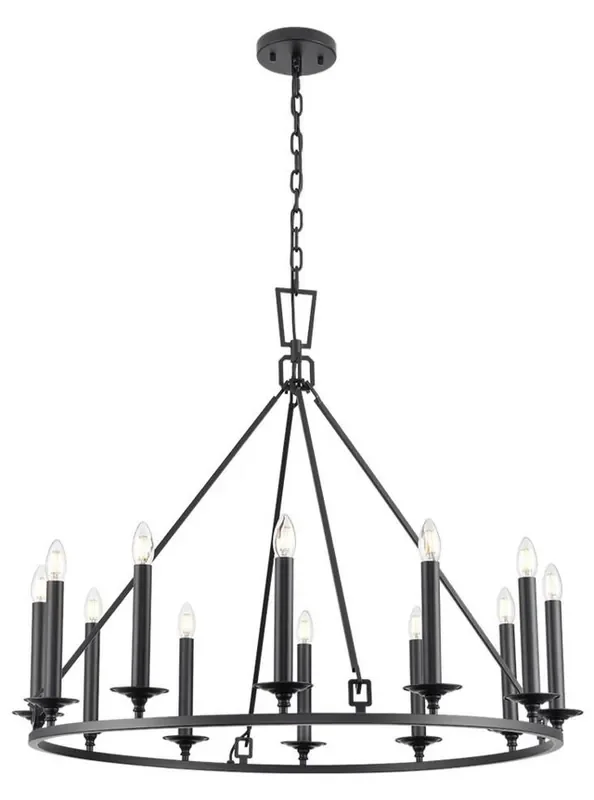 Tudor 12 Light Matt Black Chandelier