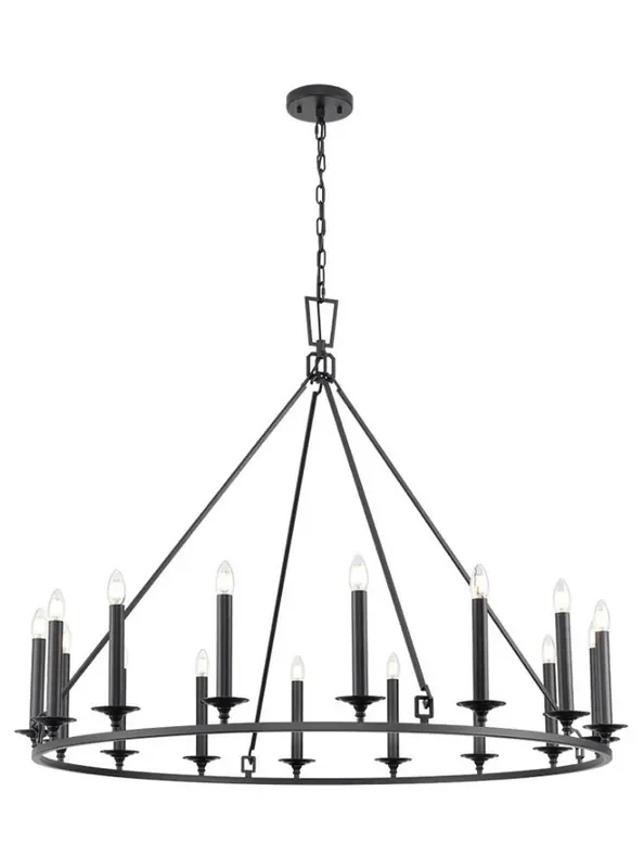 Tudor 16 Light Matt Black Chandelier