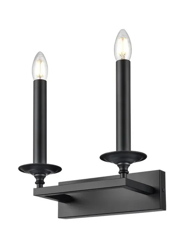 Tudor 2 Light Matt Black Wall Light