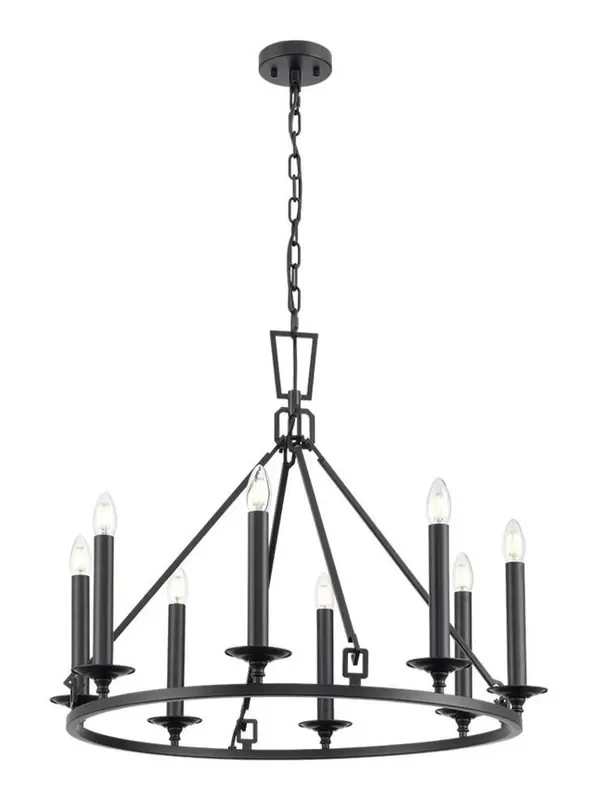 Tudor 8 Light Matt Black Chandelier