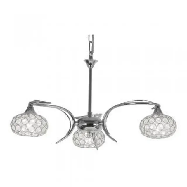 Tuolon 3 Light Chrome with Crystal DIffuser Dual Mount Pendant