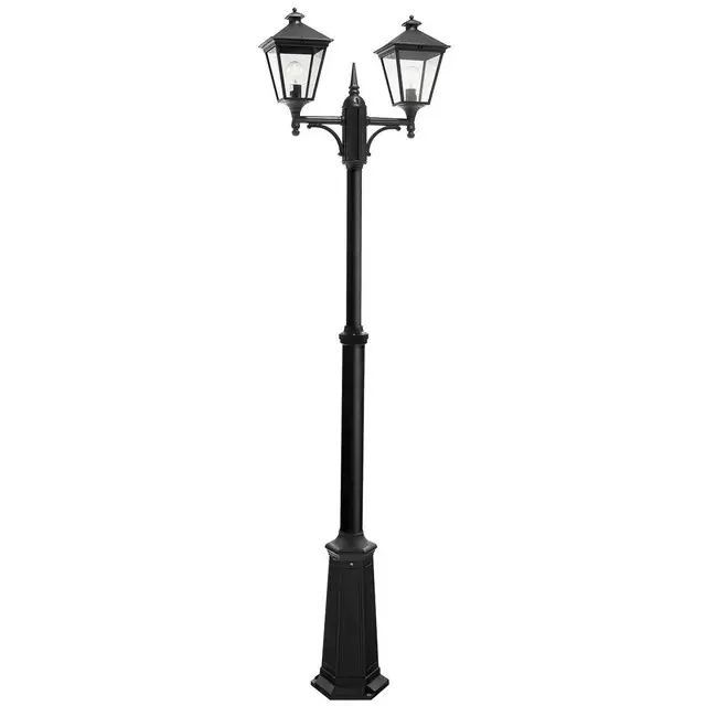 Turin 2 Light Black IP54 Twin Head Lamp Post Light