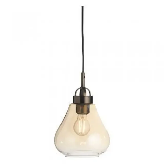 Turua Antique Brass with Amber Glass Pendant Light