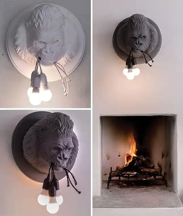 UGO RILLA Gorilla Head Wall Light – Karmann Zoo Range Unique Faux Taxidermy Lighting
