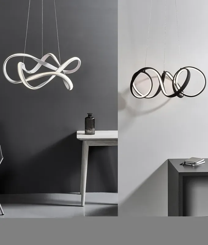 Ultra Modern Twisted Knot LED Pendant – Coffee or White