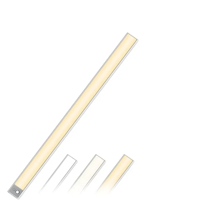 Under Cupboard Kitchen Lights 23.6 Inch Rechargeable LED Wardrobe Light with Motion Sensor, 4500mAh Battery, Dimmable 3 Color Under Cabinet Lighting, Stick-On Closet Light