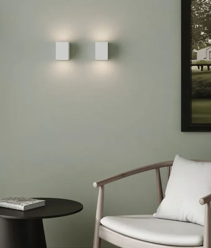 Up & Down Illumination Plaster Cube Wall Light