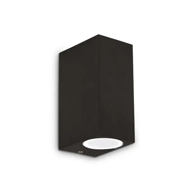 Up AP2 2 Light Black with Clear Glass Diffuser Up and Down IP44 Wall Light