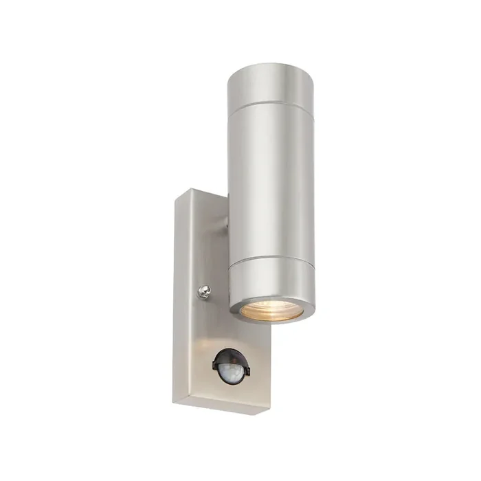 Up Down Security 2 light wall light with PIR – Stainless Steel (1419PAL75430)