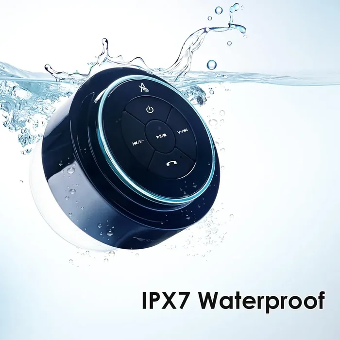 Upgraded Pro Shower Speaker – IPX7 Waterproof Bluetooth Speaker with Suction Cup, Hook Clip, Mic & 12H Playtime