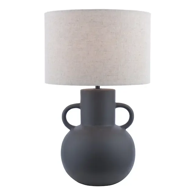 Urn Black Ceramic With Shade Table Lamp