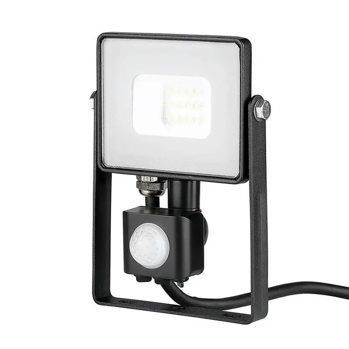 V-Tac 10W Daylight Samsung Chip LED Floodlight with PIR Sensor – Black – Online Lighting