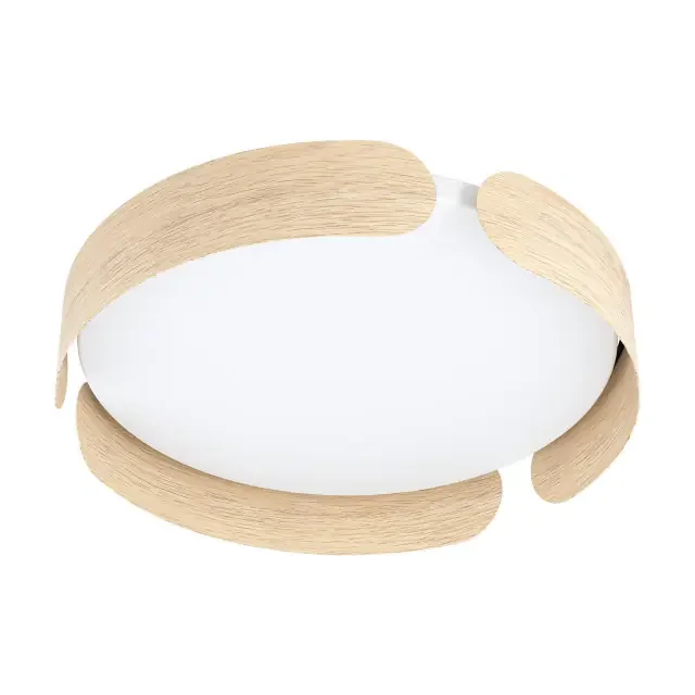 Valcasotto Wood Effect with Opal LED Flush Ceiling Light