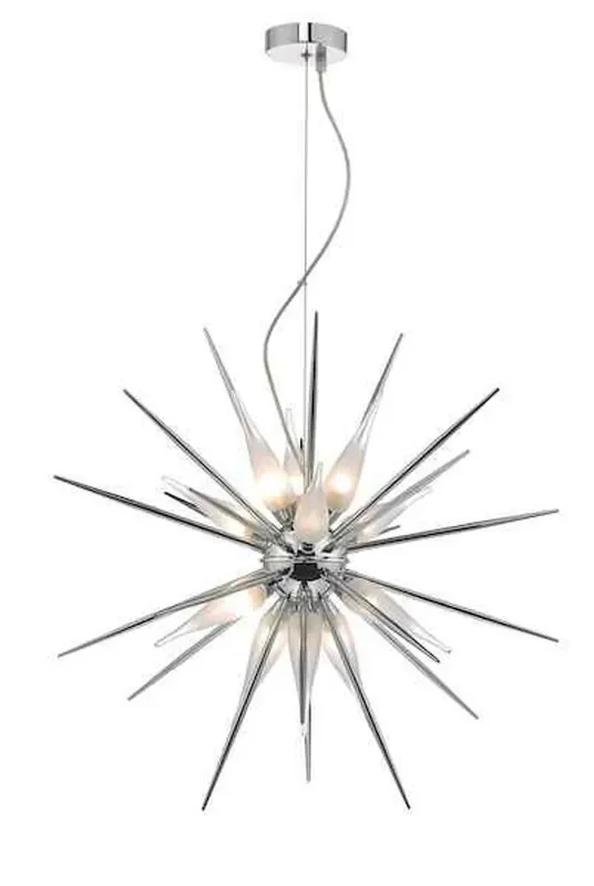 Vasiliy 12 Light Polished Chrome and Opal Glass Pendant Light