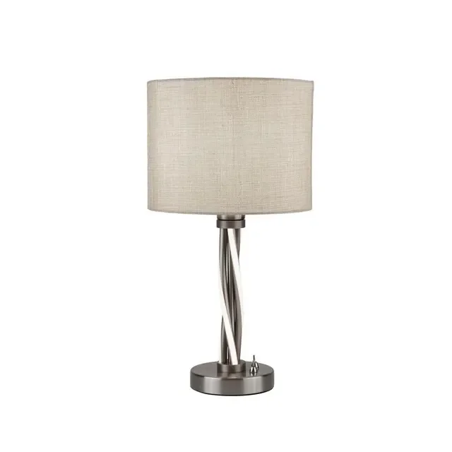 Vegas Satin Silver with Cream Shade Led Table Light