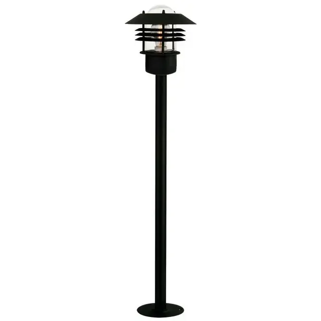 Vejers Black With Clear Glass IP54 Bollard