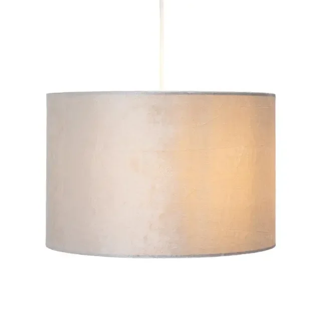 Velvet Soft Grey 35cm Drum Shade Only