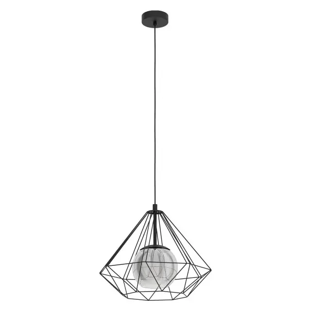 Vernham Black with Clear Black Vaporized Glass Medium Pendant Light