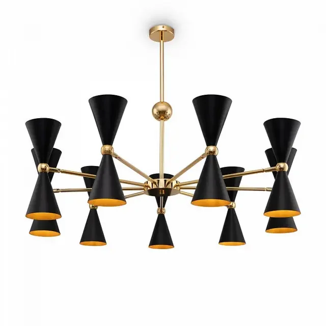 Vesper 18 Light Gold with Black Shade and Gold Inner Pendant Light