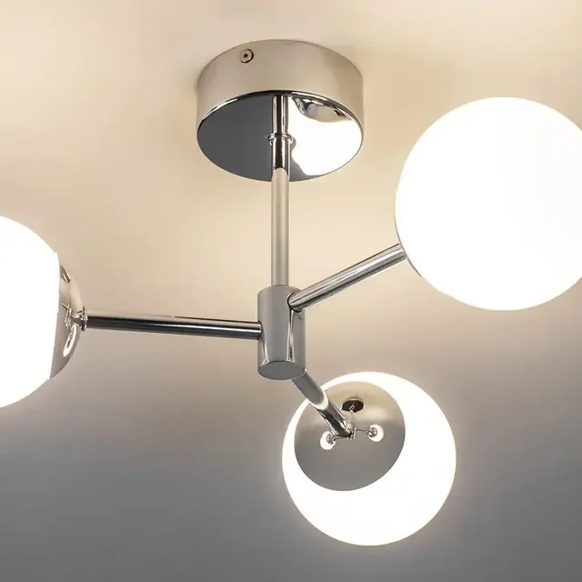Vetro 3 Light Chrome with Opal Glass Semi-Flush Ceiling Light