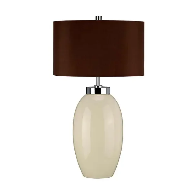 Victor Cream 19cm with Brown Shade Table Lamp