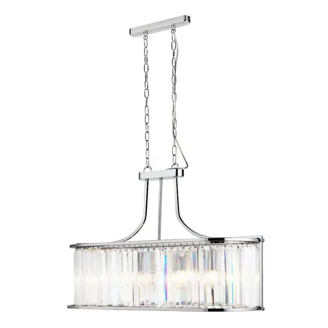 Victoria 5 Light Chrome with Crystal Glass Oval Bar Pendant Light