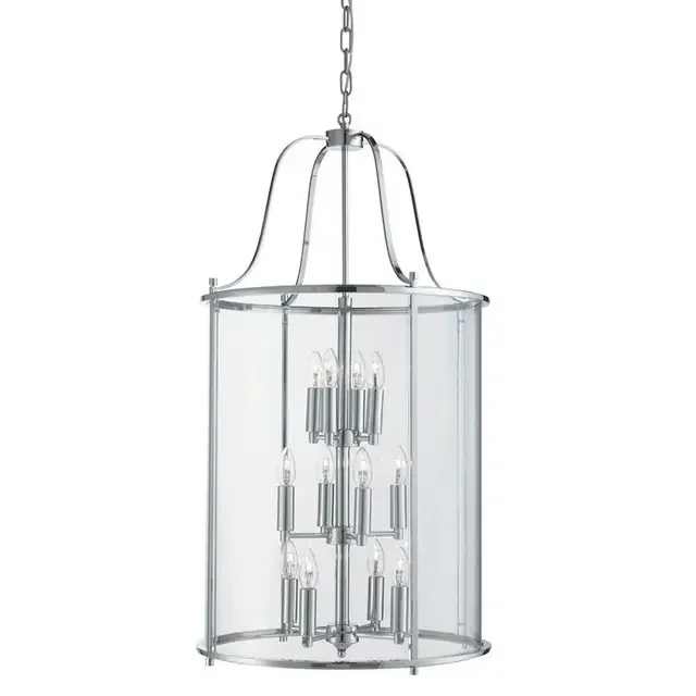 Victorian Lantern 12 Light Chrome and Clear Glass Lantern
