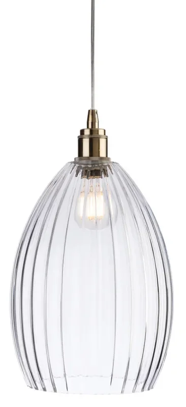 Victory Antique Brass with Clear Glass Bell Pendant Light