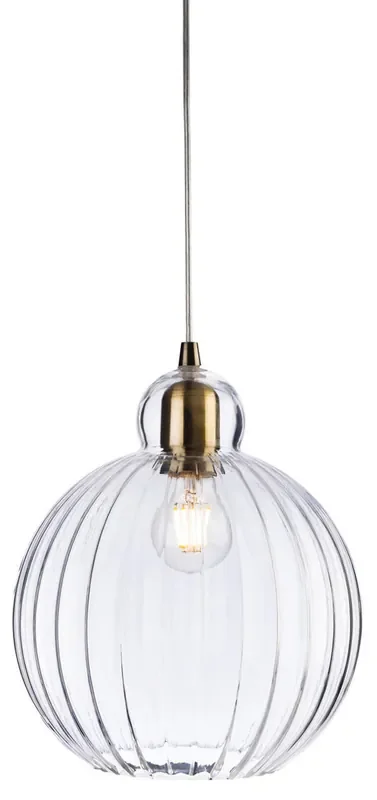 Victory Antique Brass with Clear Glass Round Pendant Light