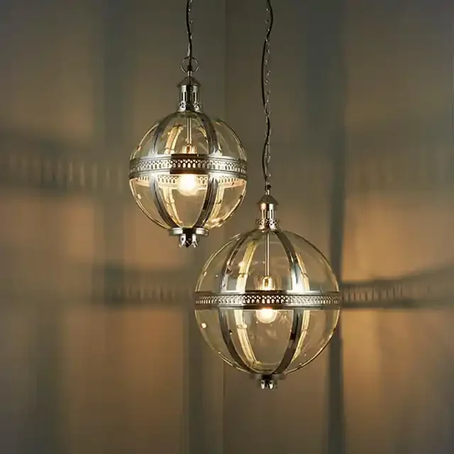 Vienna Bright Nickel and Clear Glass 400mm Pendant Light