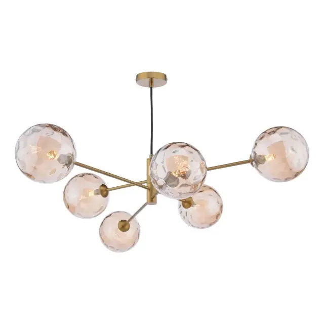 Vignette 6 Light Aged Brass with Champagne Glass Pendant Light