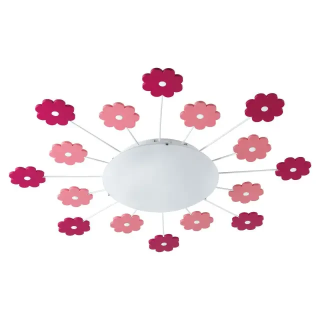 Viki 1 Pink with White satin Glass Shade Wall and Ceiling Light