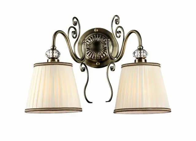 Vintage 2 Light Antique Brass with Cream Shade Wall Light – Clearance