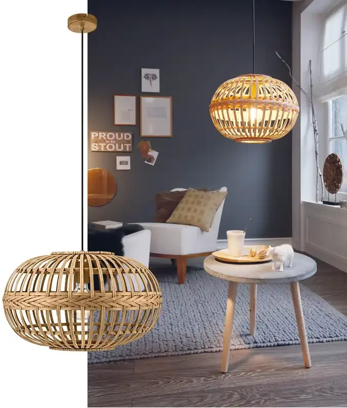 Vintage Bamboo Wicker Pendant – Globe Dia 380mm