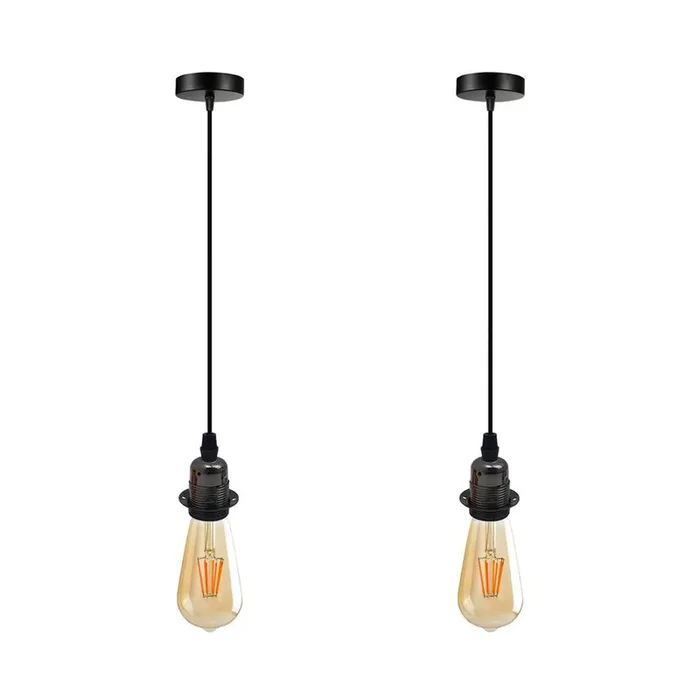Vintage Industrial Pendant Light Fitting – 2 Pack