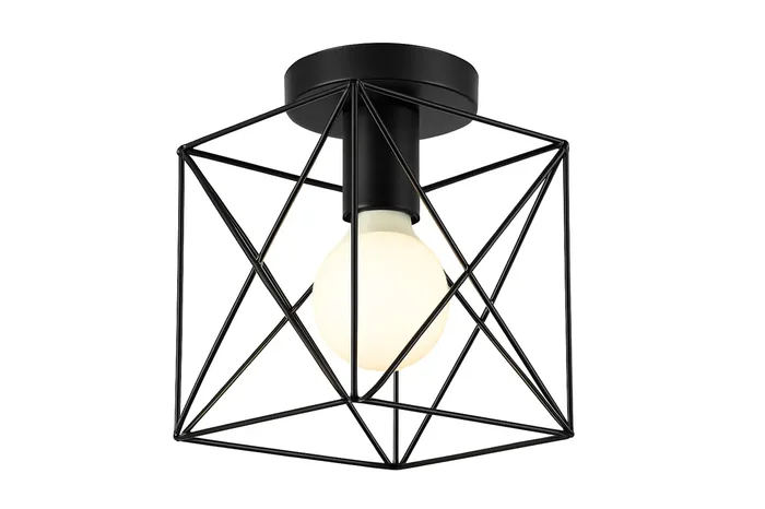 Vintage Semi-Flush Ceiling Light – Industrial Metal Cage Fixture