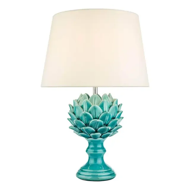 Violetta Blue Ceramic with Cream Shade Table Lamp