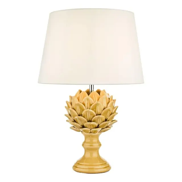 Violetta Yellow Ceramic with Cream Shade Table Lamp