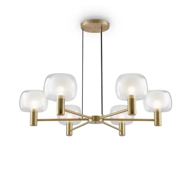 Vision 6 Light Gold with Glass Diffusers Pendant Light