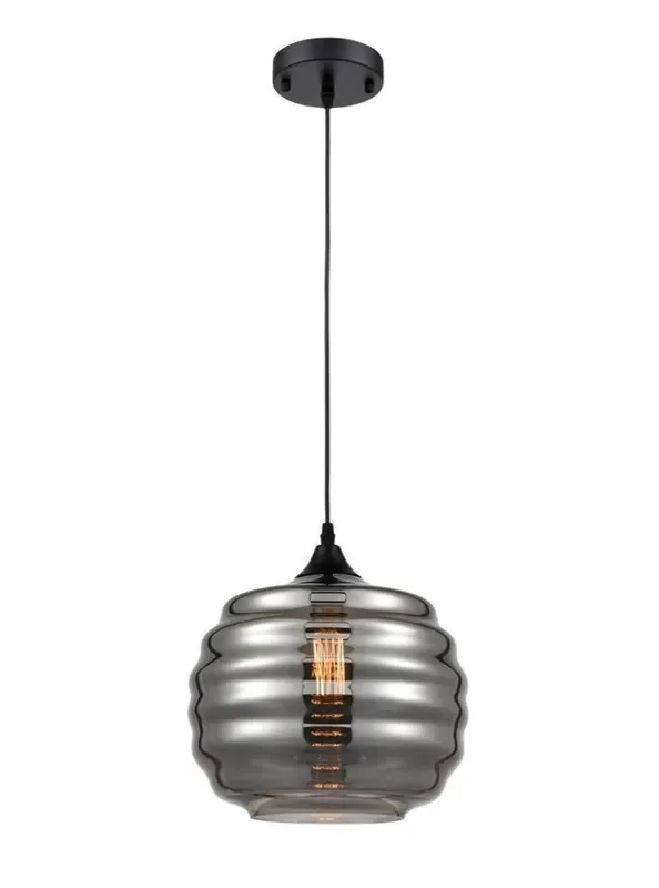 Vista Black with Smoked Glass 28cm Pendant Light