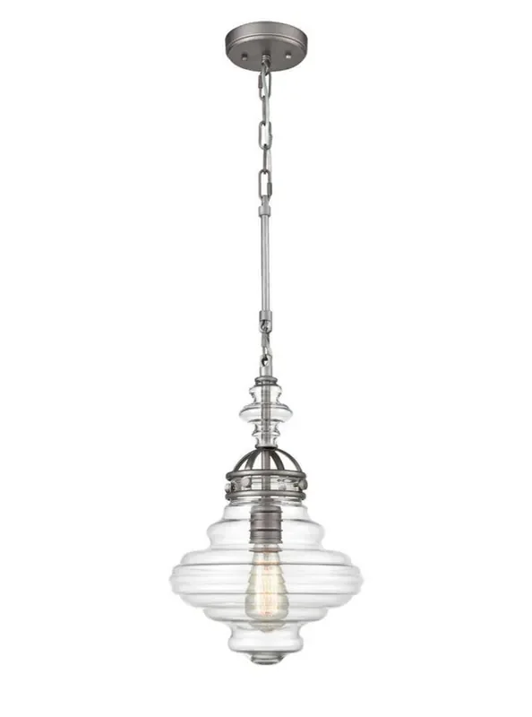 Vista Brushed Silver with Clear Glass Pendant Light