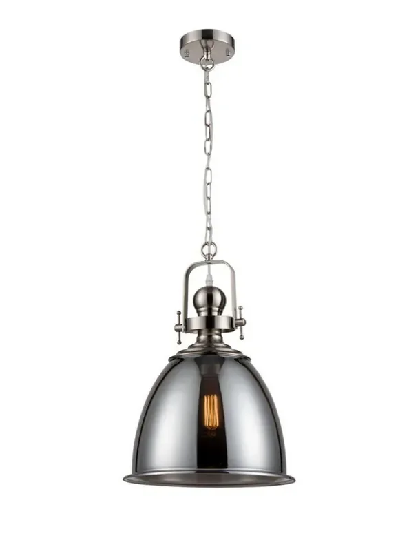 Vista Satin Nickel with Smoked Glass 33cm Pendant Light
