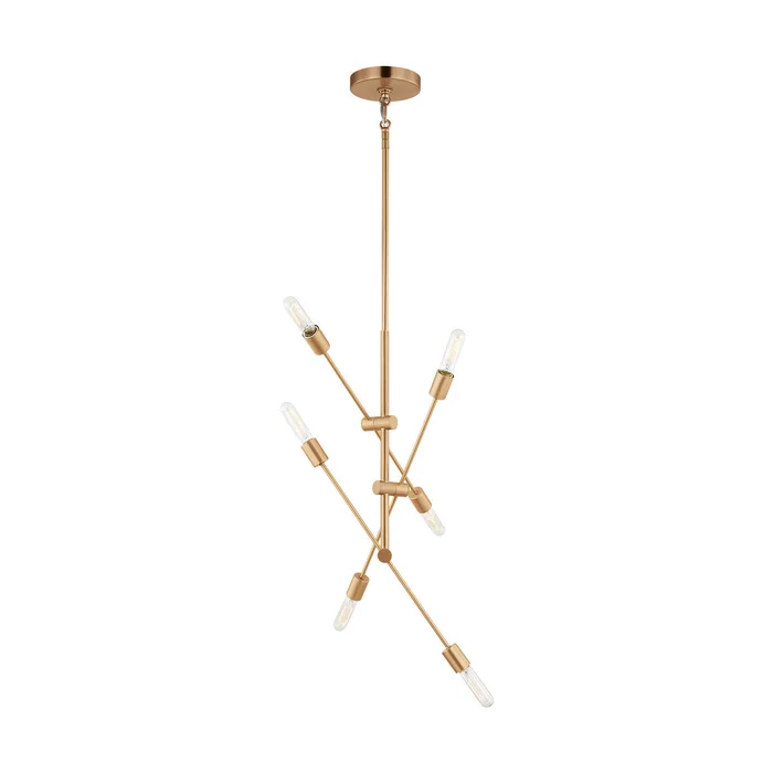 Visual Comfort Studio 3100506-848 Axis Six Light Chandelier, Satin Brass
