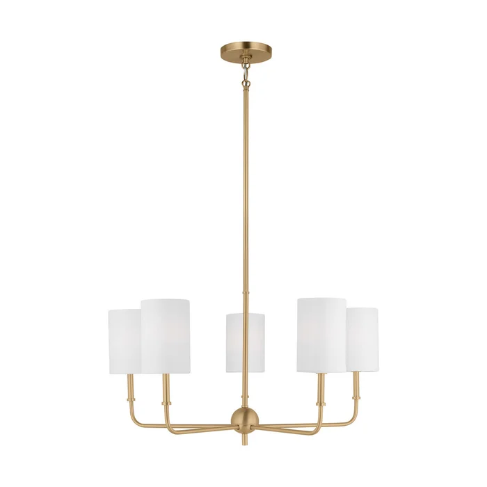 Visual Comfort Studio 3109305-848 Foxdale Five Light Chandelier, Satin Brass
