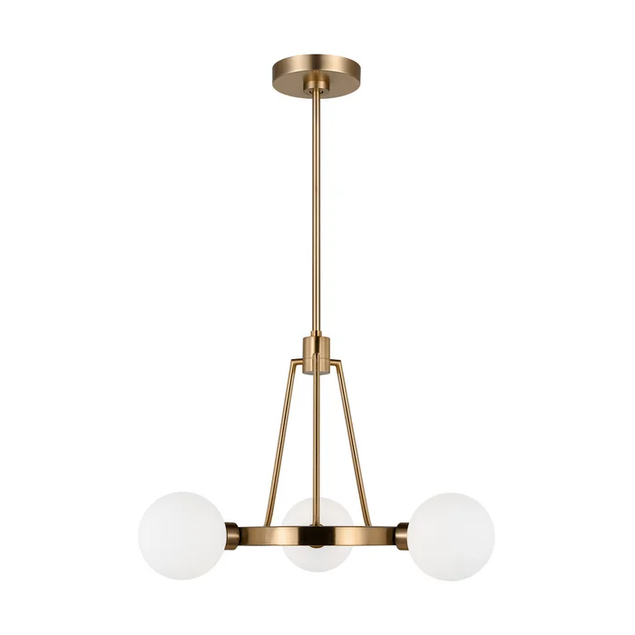 Visual Comfort Studio 3161603-848 Clybourn Three Light Chandelier, Satin Brass